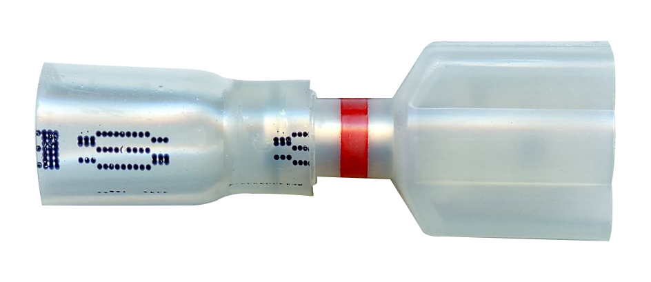 CLEAR WINDOW HTSHRK FULL-INSUL MALE 22-18AWG , RED