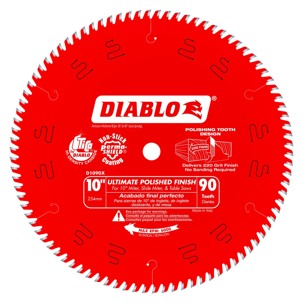 10" X 90 TOOTH ULTIMATE POLISHED FINISH SAW BLADE