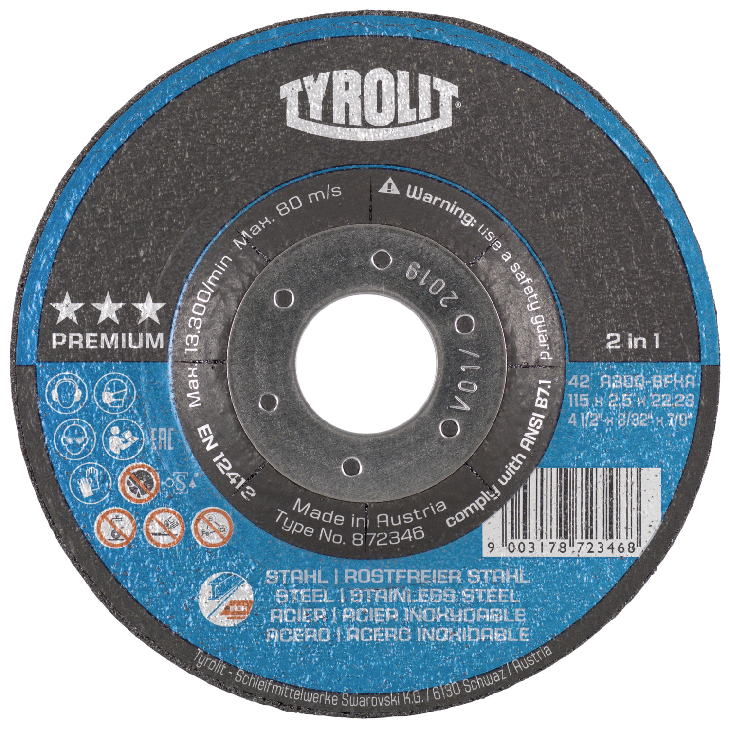 2 IN 1 CUTTING DISC FL S/SS 7" X .060" X 7/8"
