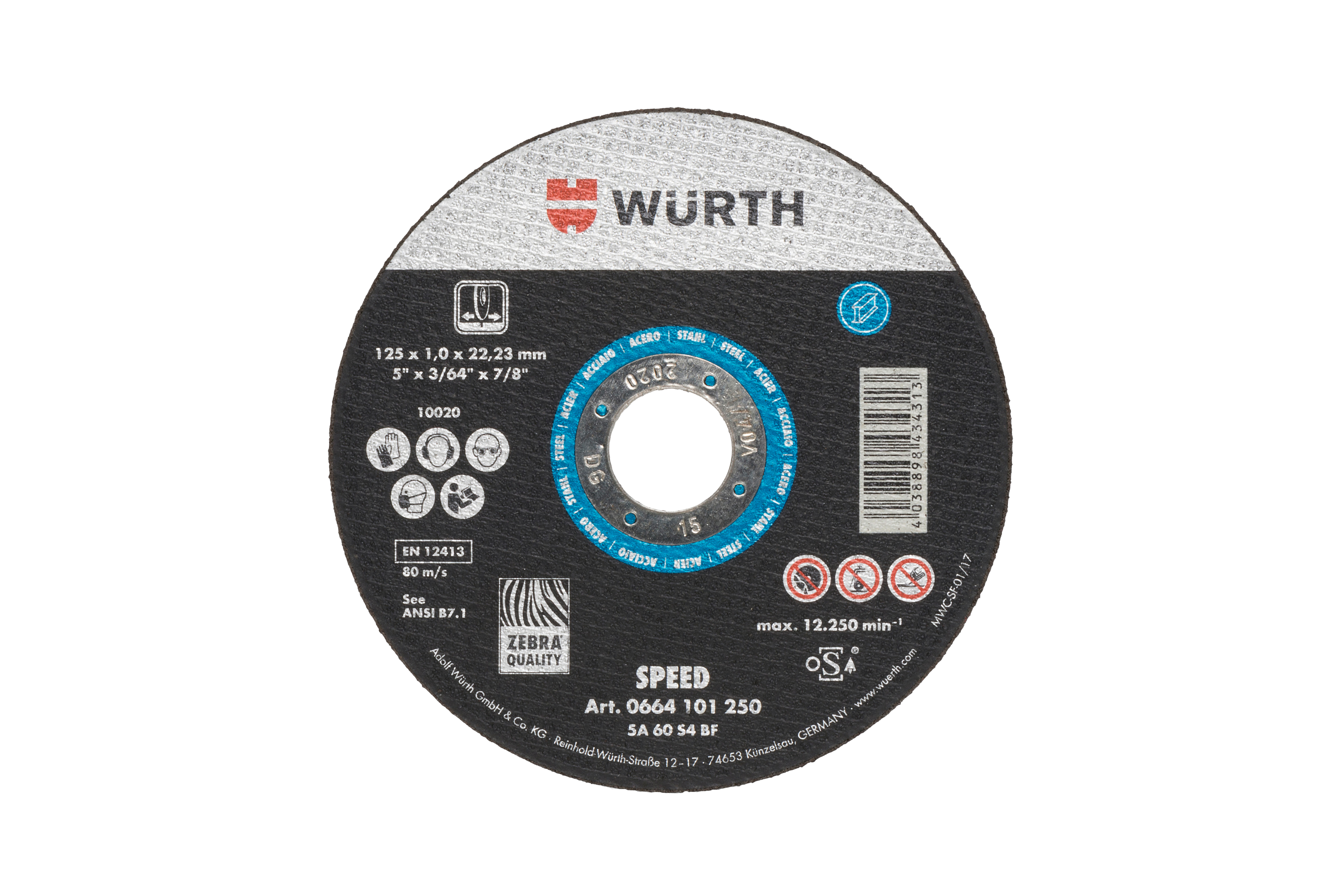 ZEBRA STEEL DEPRESSED DISC 5 X .050 X 7/8"