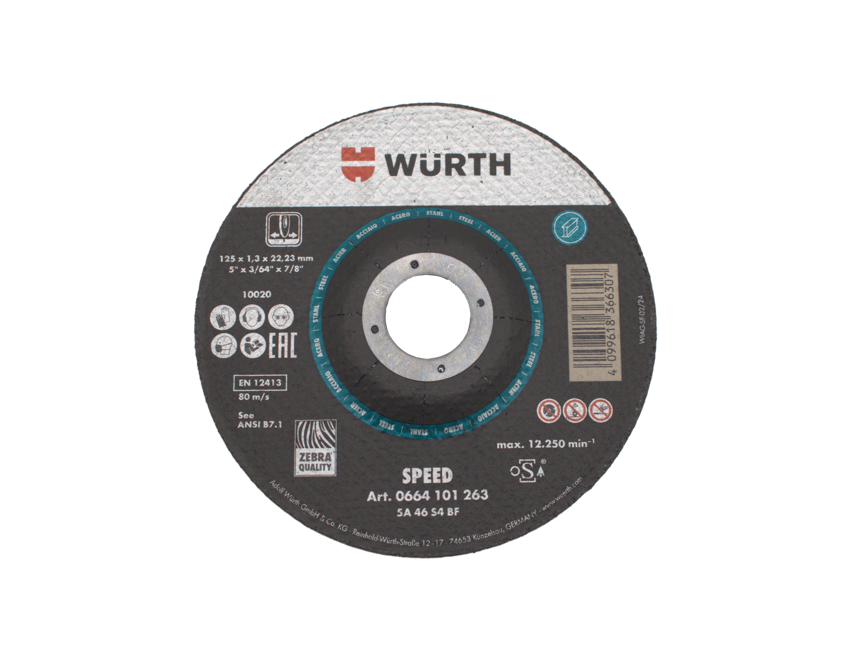 ZEBRA STEEL DEPRESSED DISC 5 X .050 X 7/8"