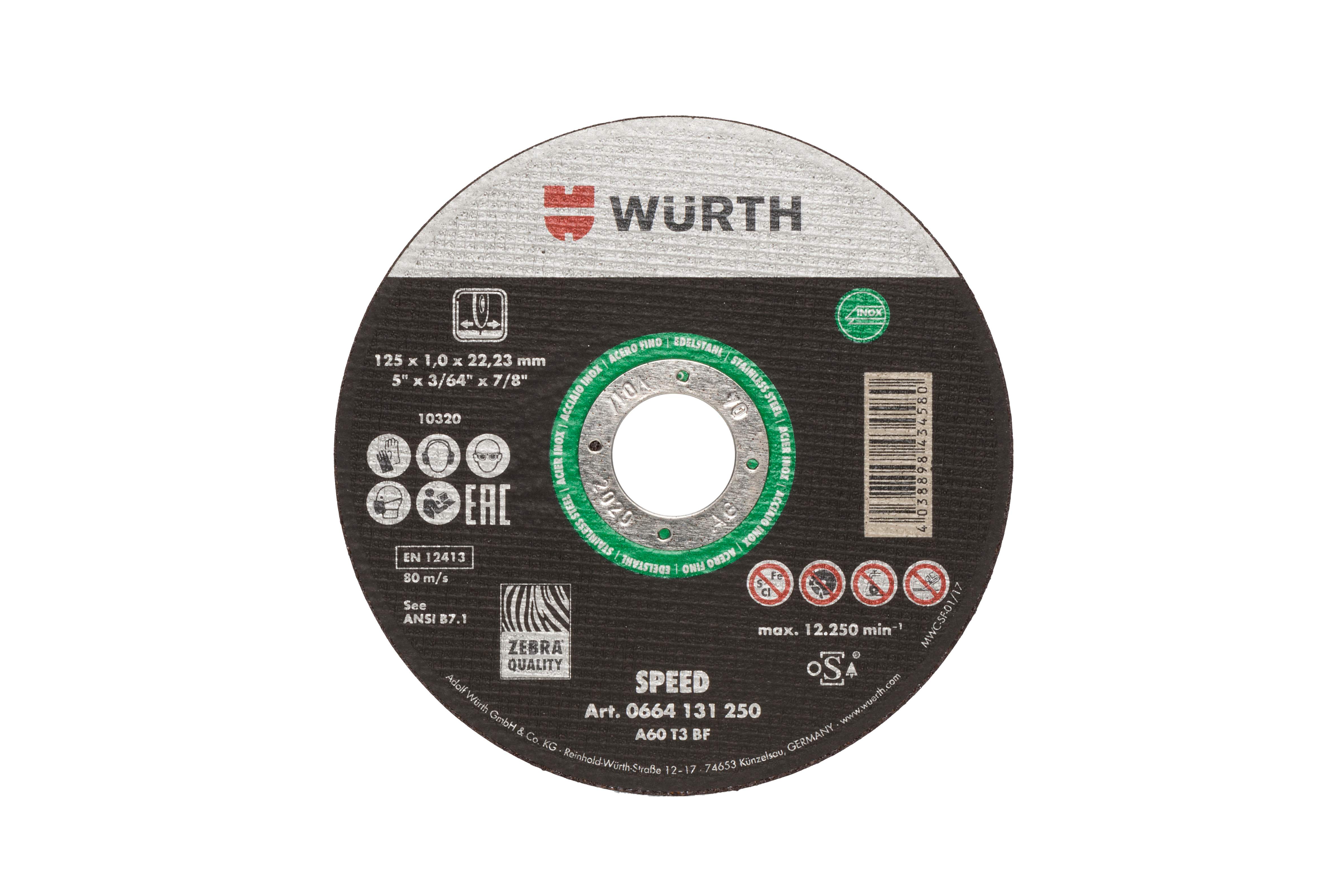 SPEED CUT OFF WHL SS FL 5" X 1/16" X 7/8"