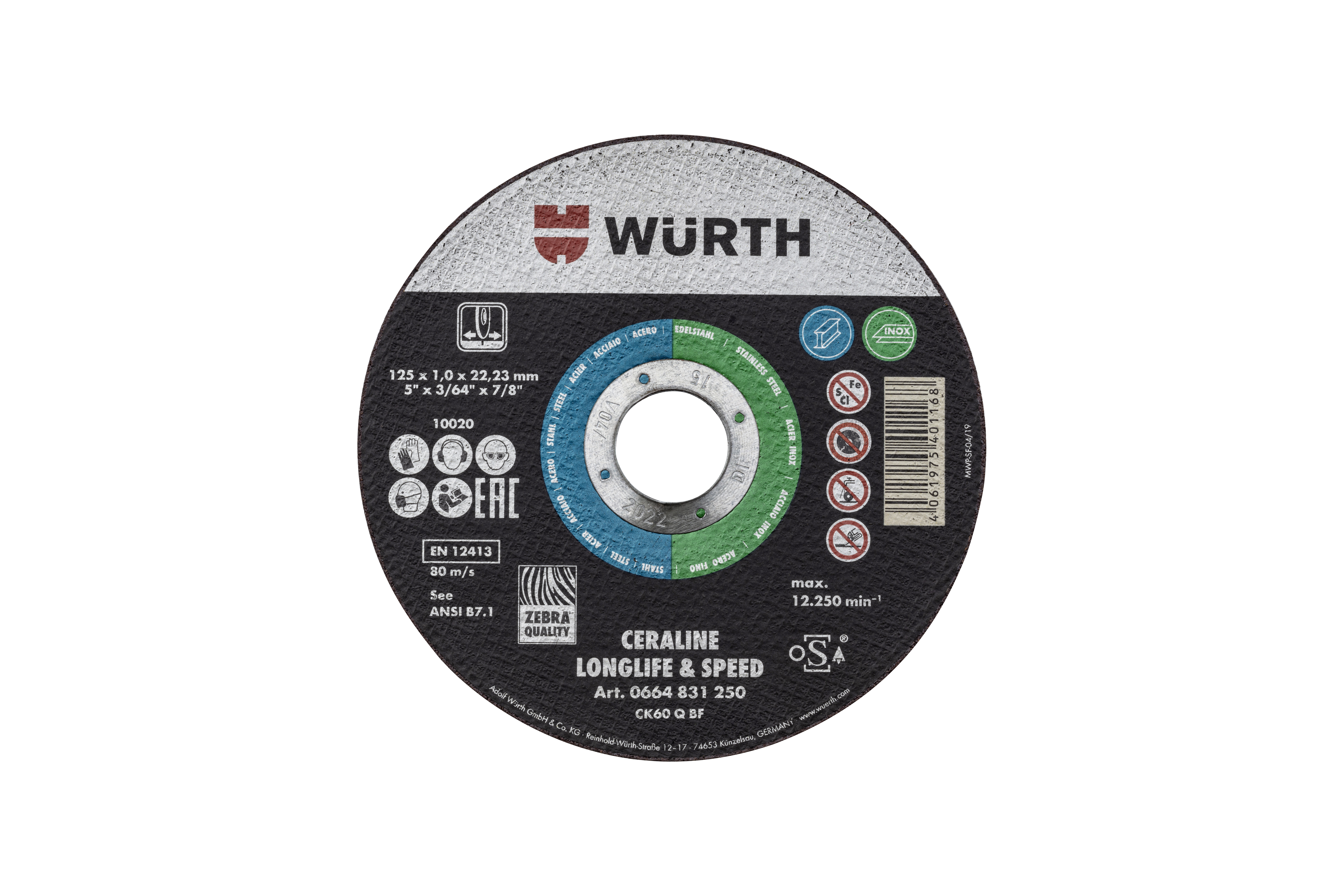 CERALINE FLAT CUTTING DISC 5 X .050 X 7/8"
