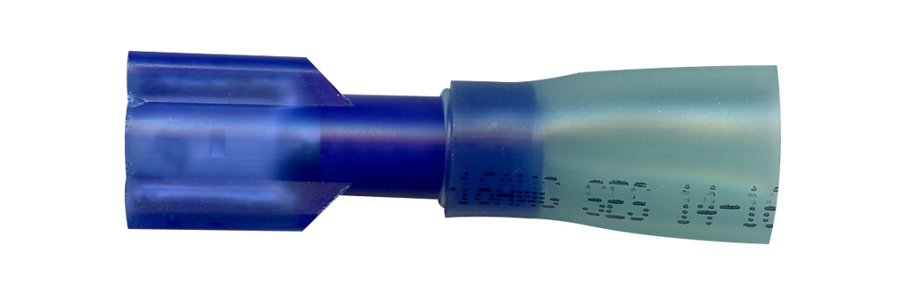 14-16 3M HTSHRNK FEMALE 1/4" SPADE CONN RED