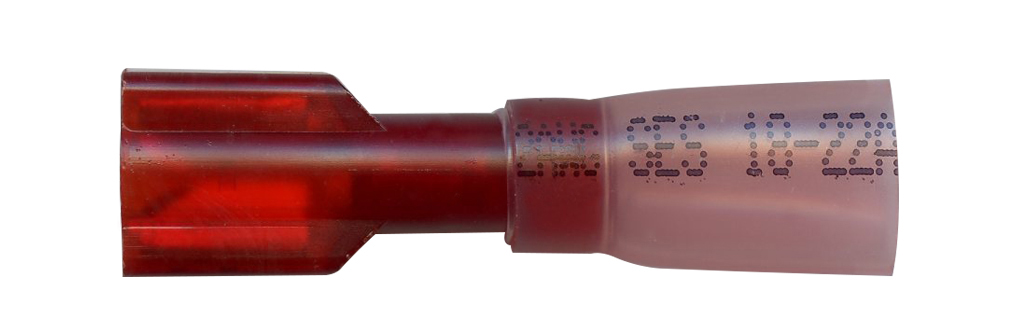 18-22 3M HTSHRNK FEMALE 1/4" SPADE CONN RED