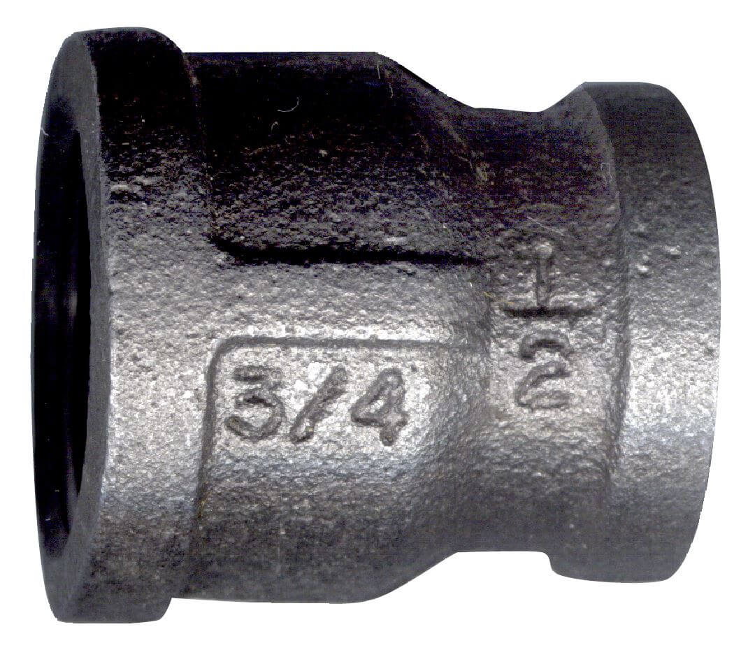 BLACK IRON RED. COUPLING 3/4" TO 1/2"