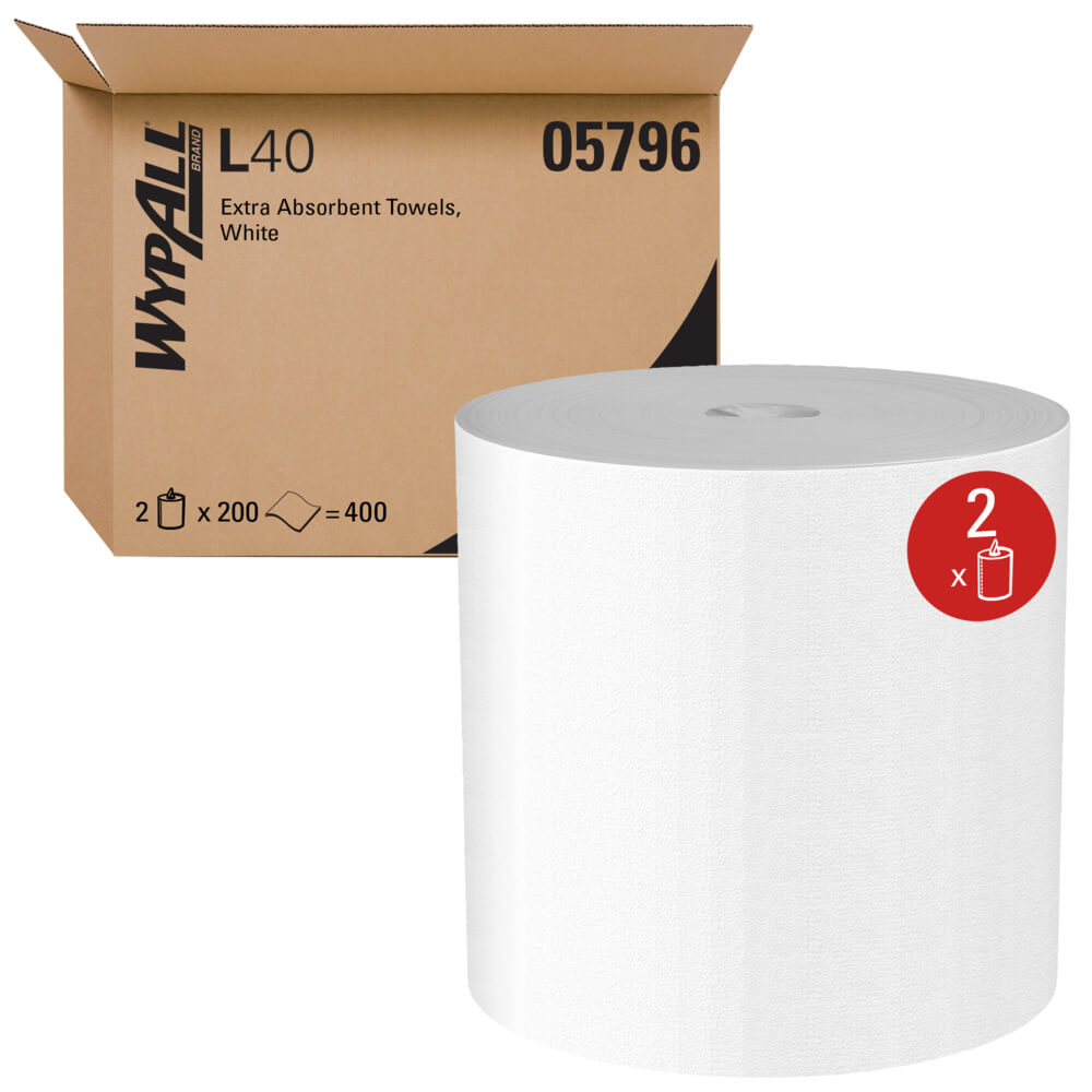 WypAll L40 Xtra-Absorbent Towels - 2 rolls/case