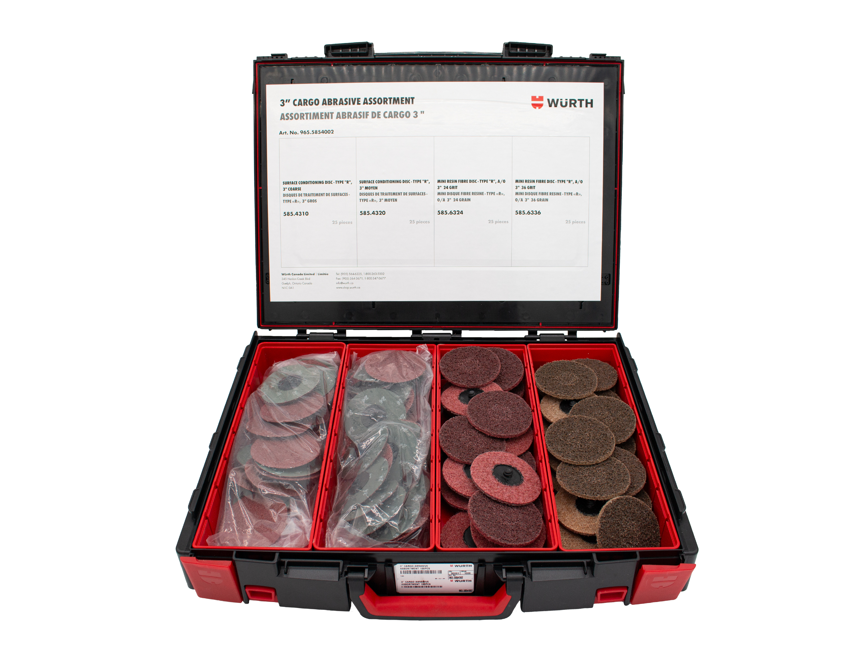 ASST. 3" CARGO ABRASIVE W. SYST 100PCS