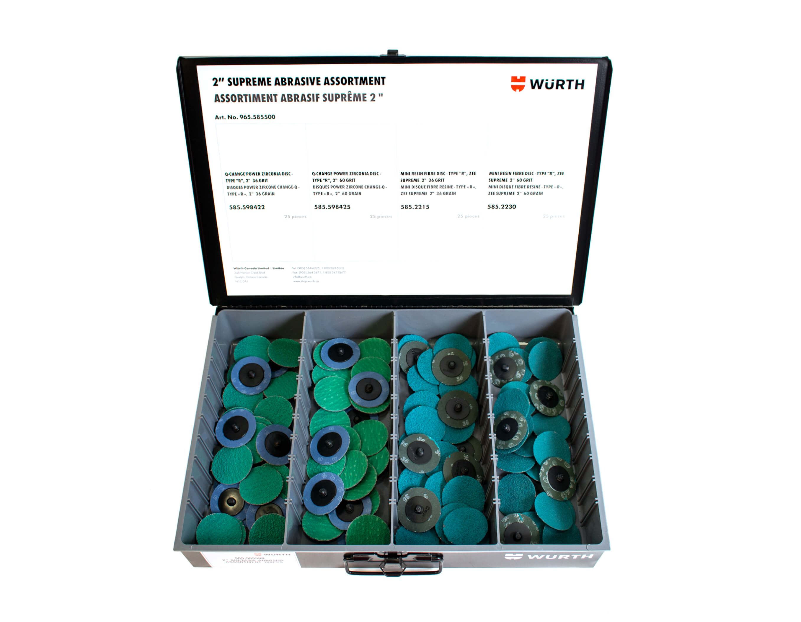 ASST 2" SUPREME ABRASIVE W. DRW 100PCS