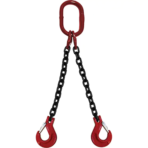 Chain Sling GR 80,Dbl Legs,Oblong&Slip Hooks