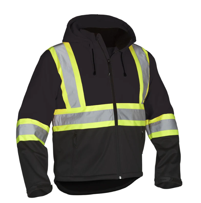 Hi Vis Safety Softshell Jacket Black - XL
