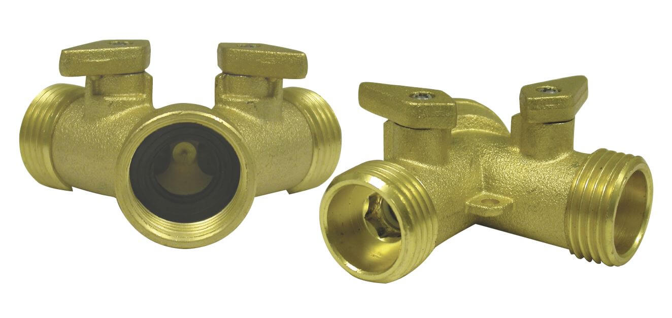 Brass Dual Hose Adapter, Water Hose