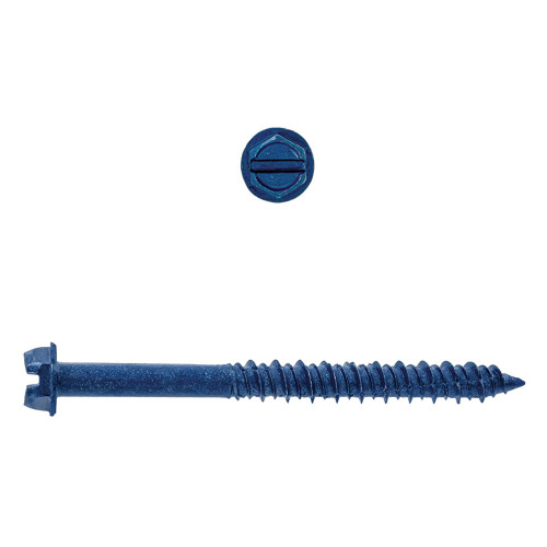 1/4 X 1-3/4 SLOTTED HEX HD CNCRT SCREW, BLUE 100PK