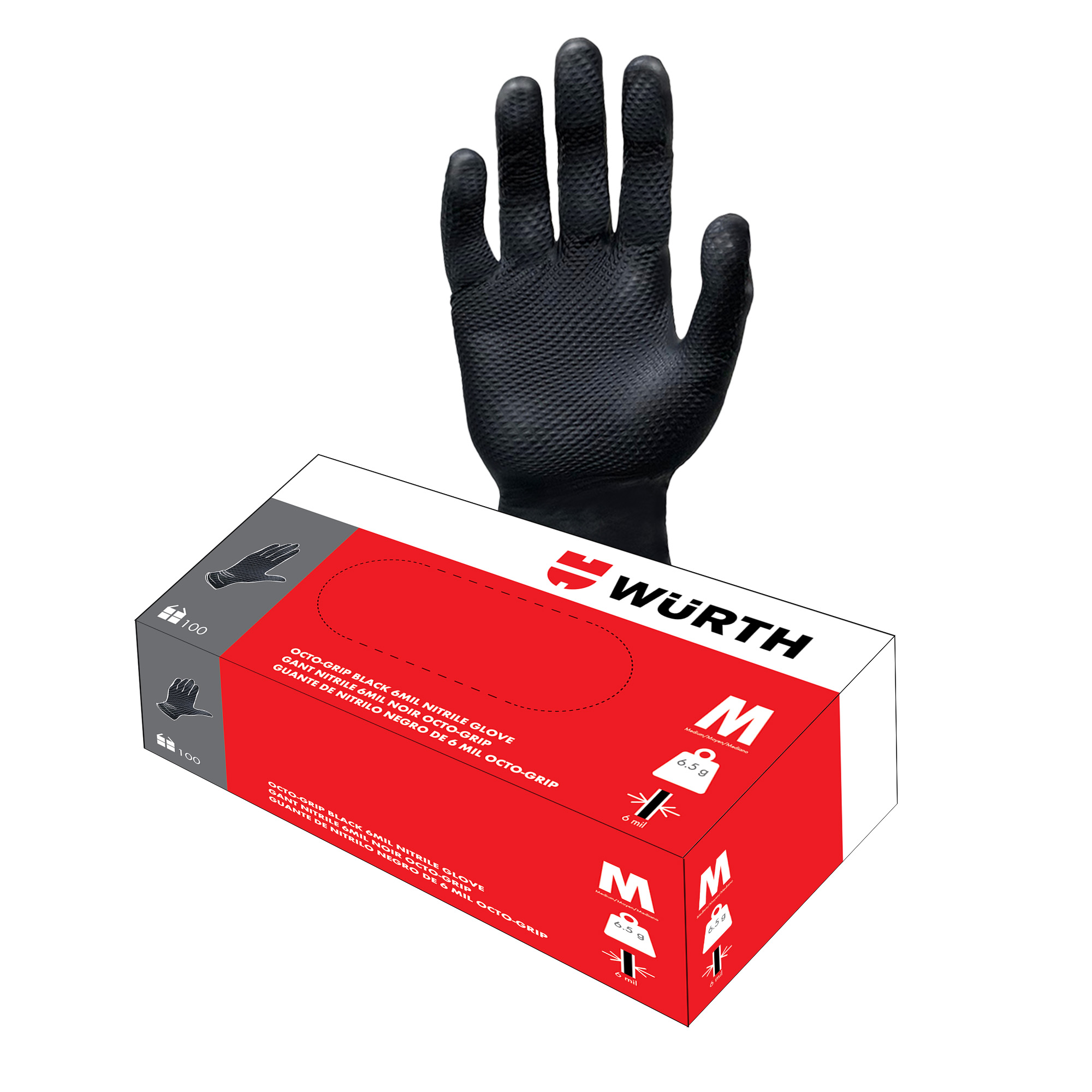 Black 6mil Nitrile Glove Octo-Grip SZ M - 100/box