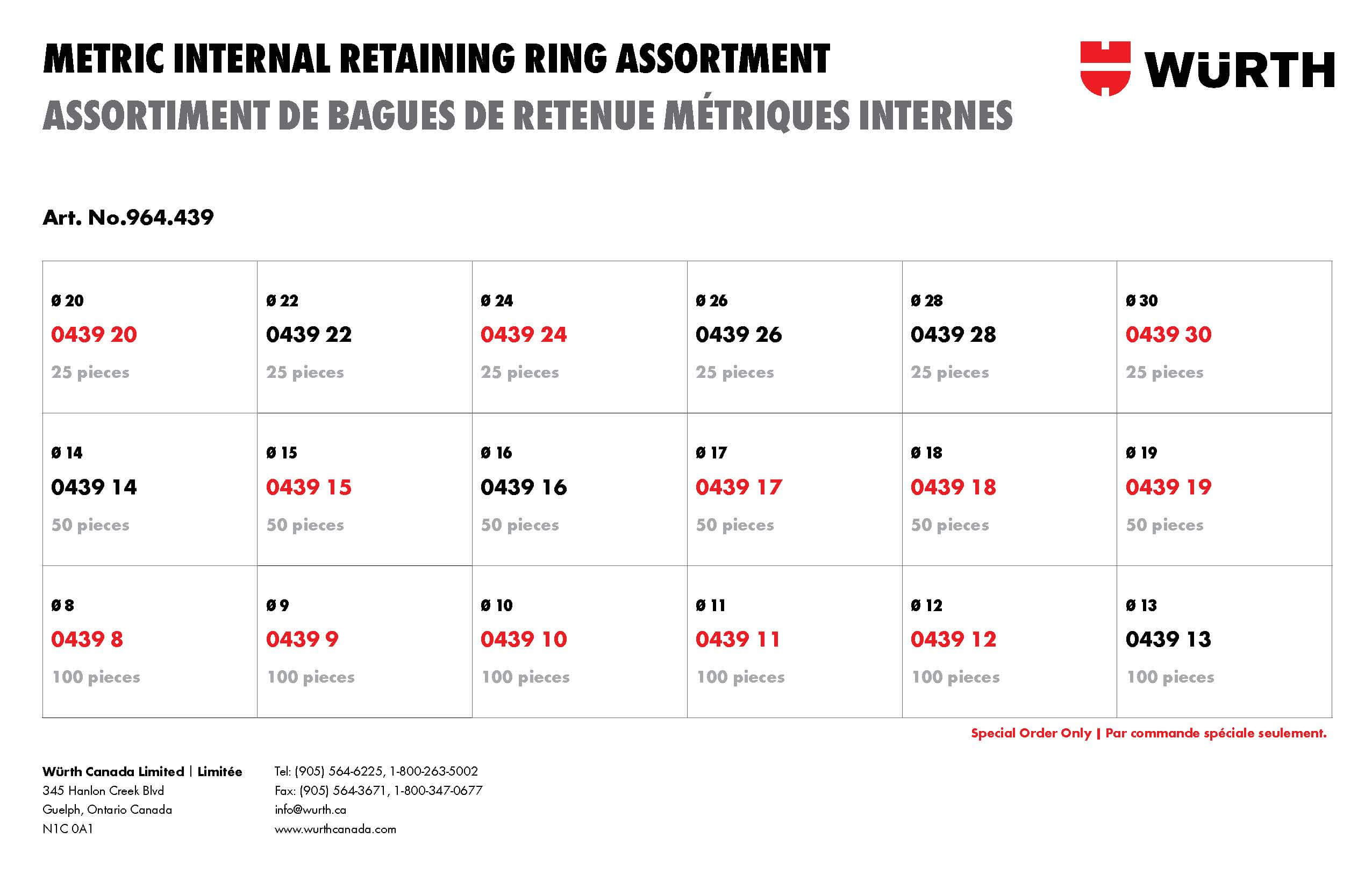 Internal Retaining Ring Assortments, Retaining Rings